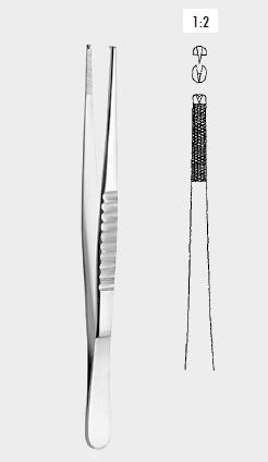 Пінцет Страсбург (Strasbourg), мод. з нарізкою, 1x2 зубці, 18 см (cm). Бренд: Zepf (Зепф).